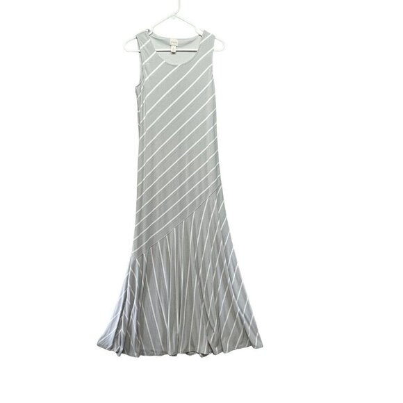 Chico's Maxi Dress Size 0 S/4 Stretch Metallic Shimmer Striped Sleeveless Grey - Picture 3 of 9